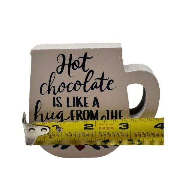 Mini Hot Cocoa Mug Sign 3in Tiered Tray Decor Farmhouse Winter Kitchen Prop Gift - Picture 4 of 6